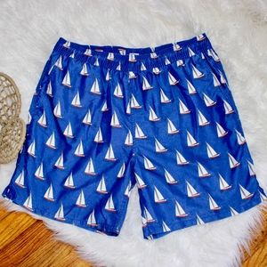 SERO Royal Blue Sailboats Preppy Swim Trunks Large